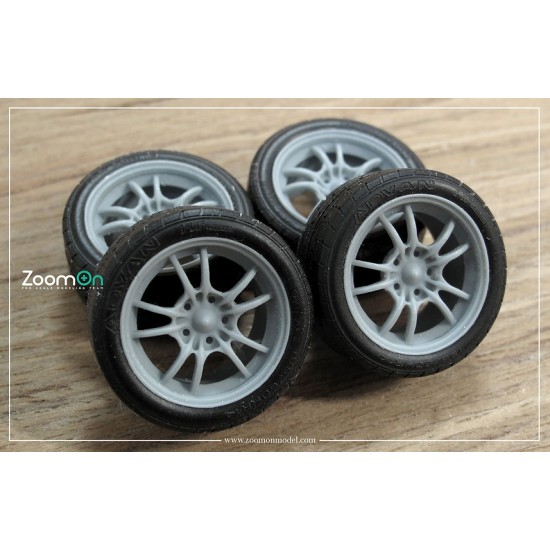1/24 16'' Mugen MF-10 Rims set with Tyres