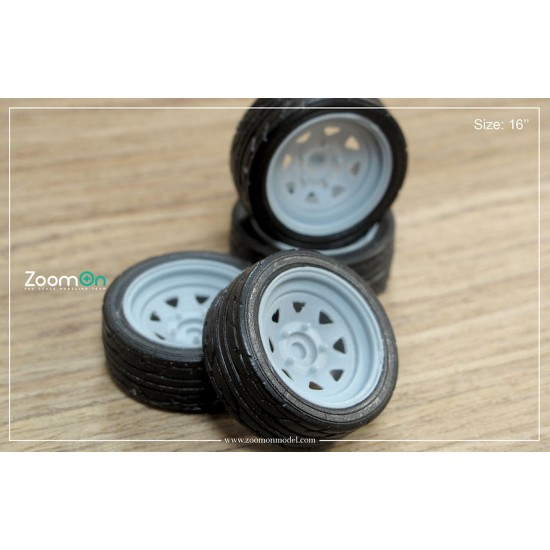 1/24 16'' Diamond steelies Rim set with Tyres