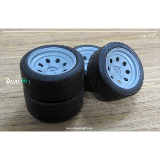 1/24 15'' Circle Steel Rim set with Tyres