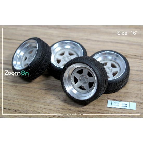 1/24 16'' Meister CR01 Rim set with Stretch Tyres