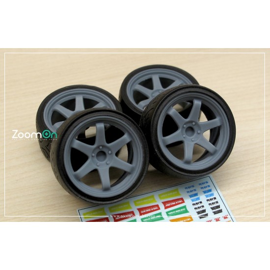 1/24 14'' Rays TE37 Rim set (4 holes, 4 rims) without Tyre