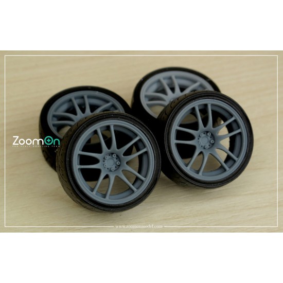 1/24 18'' Work Emotion CR Kai Rim set with Tyres