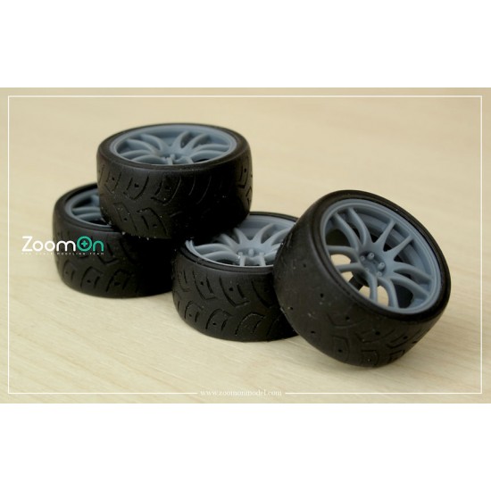1/24 19'' Work Emotion CR Kai Rim set with Tyres