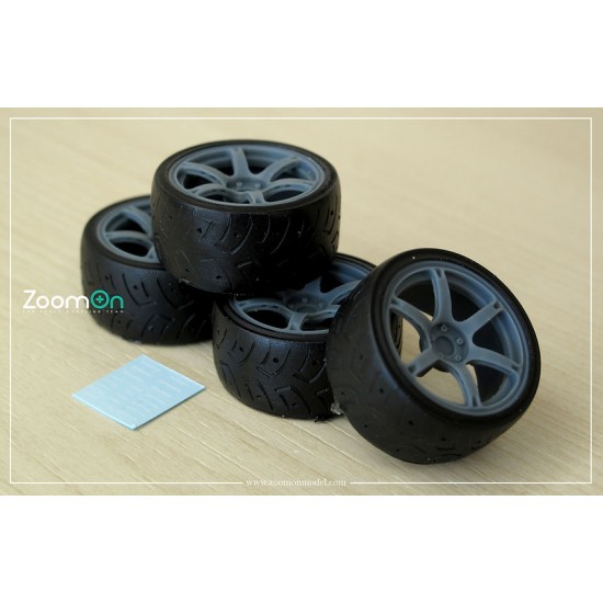 1/24 20'' Rays TE037 Rim set (5 holes) with Tyres