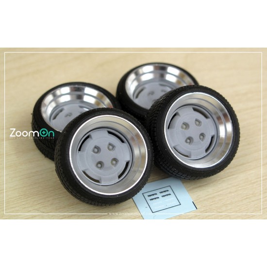 1/24 15'' AE86 OEM Custom Rim set (female hub) with Stretch Tyres