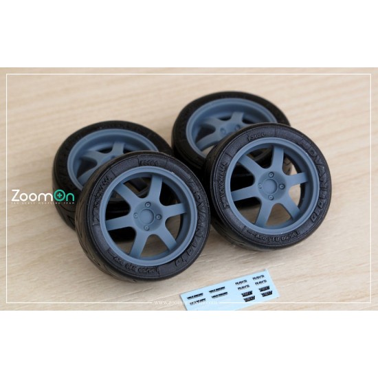 1/24 14'' Rays Volk Racing TE37 Cup Rim set with Tyres
