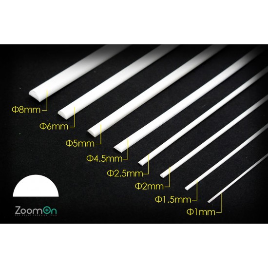 Semicircle Shape Plastic Rod set(8pcs, dia 1mm-8mm, each length 250mm)