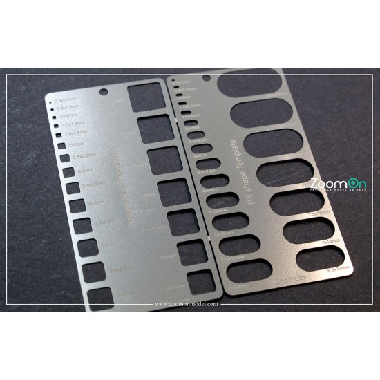 Square Fillet and Pill Shape Template (0.5mm-9.5mm)