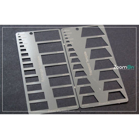 Rectangle and Trapezoid Template (Size 0.5mm-9.5mm)