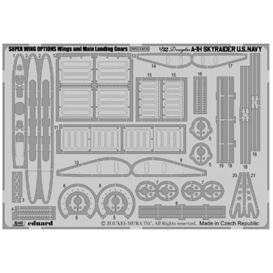 1/32 US Navy Douglas A-1H Skyraider Wings and Main Landing Gears (1 Photo-Etched Sheet)