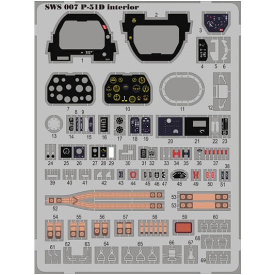 1/32 North-American P-51D Mustang Interior Detail-up Set (1 Photo-Etched Sheet)