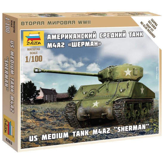 1/100 (Snap-Fit) US Medium Tank M4A2 "Sherman"