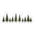 HO, TT Scale Fir Trees w/Planting Pin (10pcs, 5 - 14cm)