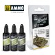 AMMO Shaders Acrylic Paints set - Russian Green (3 colours in 10mL jars)