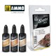 AMMO Shaders Acrylic Paints set - Rust (3 colours in 10mL jars)