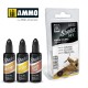 AMMO Shaders Acrylic Paints set - Warm Colours (3x 10mL jar)