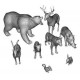 1/35 Forest Wild Animals: Grizzly Bear, Deer, Wolf, Wild Pig, Fox, Wild Goat, Hare
