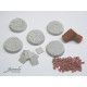 Bases (5pcs, dia.32mm), Bricks & Plates w/Loose Material for 28mm Scale