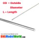 Round Aluminum Rod - OD: 2.38mm, L: 305mm