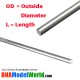 Round Aluminum Rod - OD: 6.35mm, L: 305mm