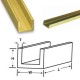 Brass C Channel - W: 3.18mm, H: 3.18mm, T: 0.44mm, L: 300mm