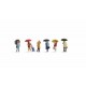 HO Scale People in the Rain (6 figures w/accessories)