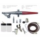 Single Action External Mix Siphon Feed Airbrush Set w/0.45, 0.65 &amp; 1.05mm Heads 