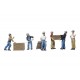 HO Scale Dock Workers (6 dock workers, 2 crates, 1 pallet)